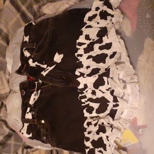 Cowprint jeans skirt